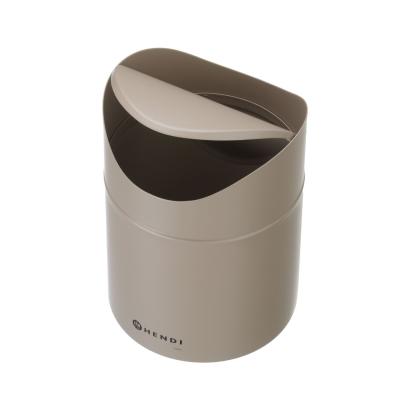 Odpadkový koš na stolek s otočným krytem, HENDI, 1,2L, Béžová, ⌀120x(H)165mm | 440797